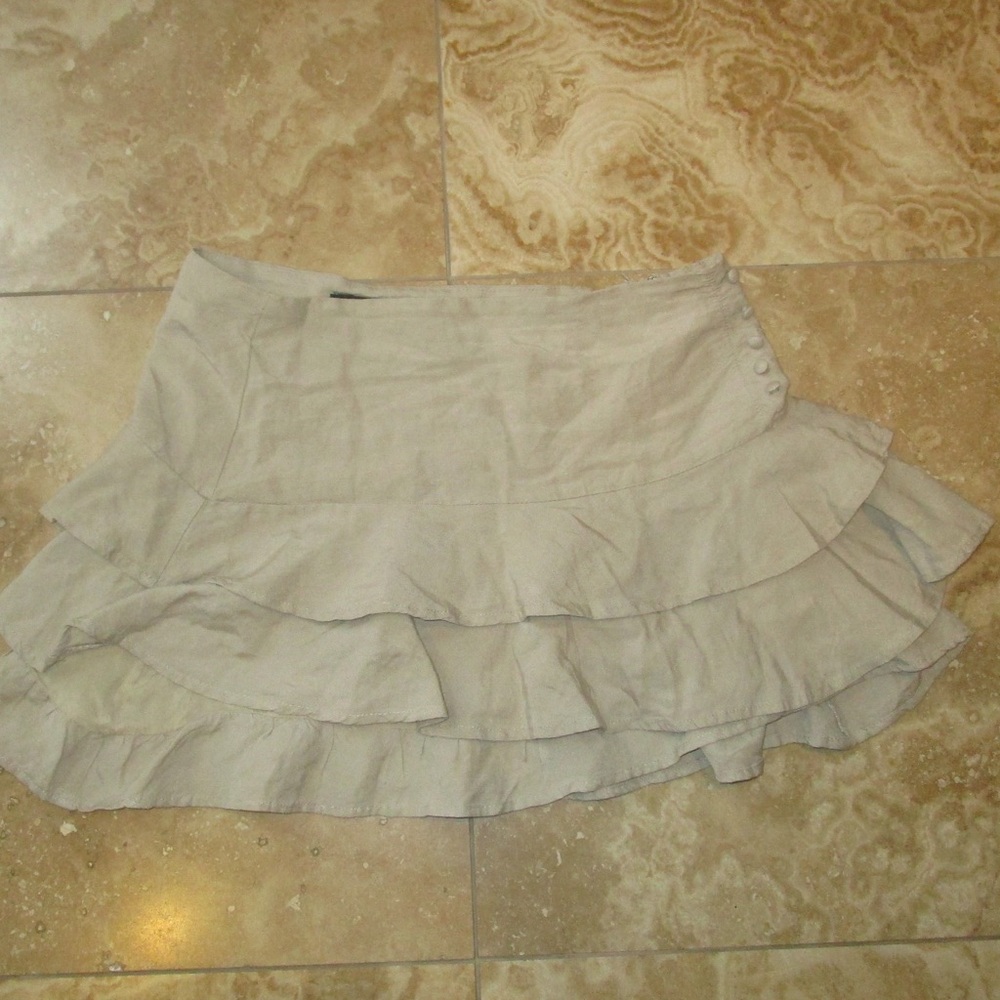 Forever 21 Cream Skater Mini Skirt with Ruffles